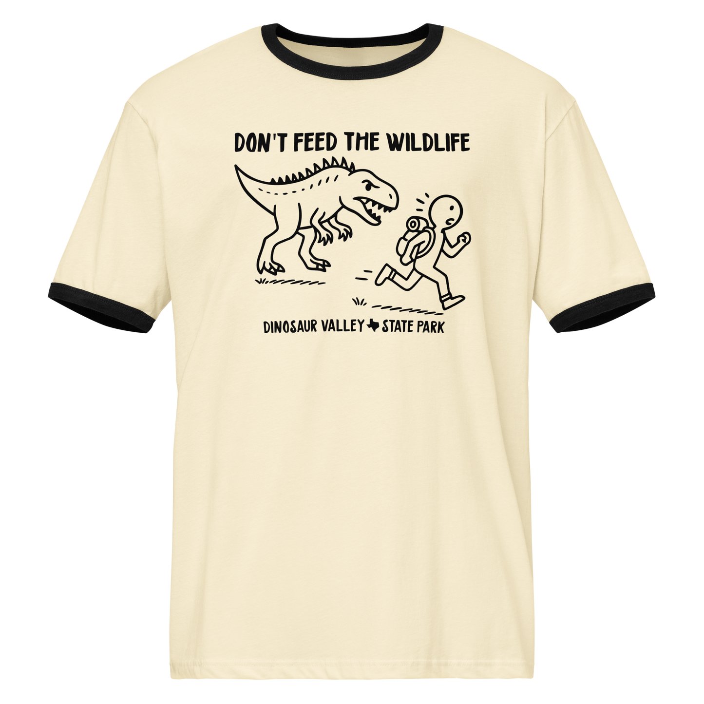 Don't Feed the Wildlife--Dinosaur Valley ringer t-shirt